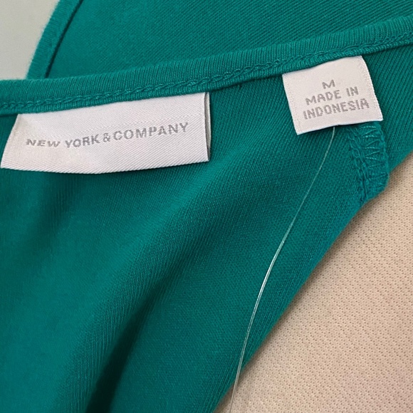 NY & COMPANY Dress Cotton Knit Fit & Flare Cap Sleeves Skater Green Medium - Picture 5 of 9